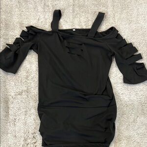 Black Cut Out Tiered Bodycon top